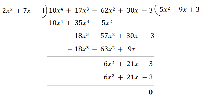 Divide 10x4 17x3 62x2 30x 3 By 2x2 7x 1 Tutorix divide-10x4-17x3-62x2-30x-3-by-2x2-7x-1-tutorix
